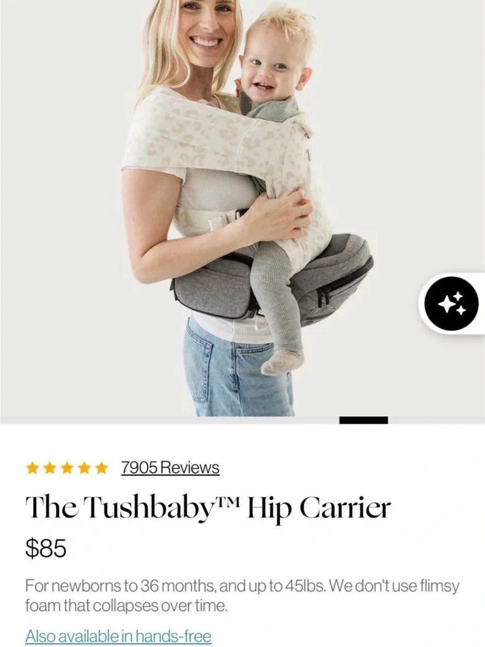 TushBaby Hip Carrier (Gray)